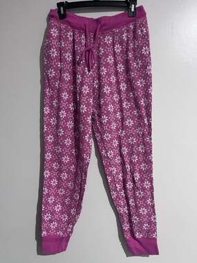 Joyspun Pajama Pants Womens M Pink Fair Isle Rayon Spandex Christmas